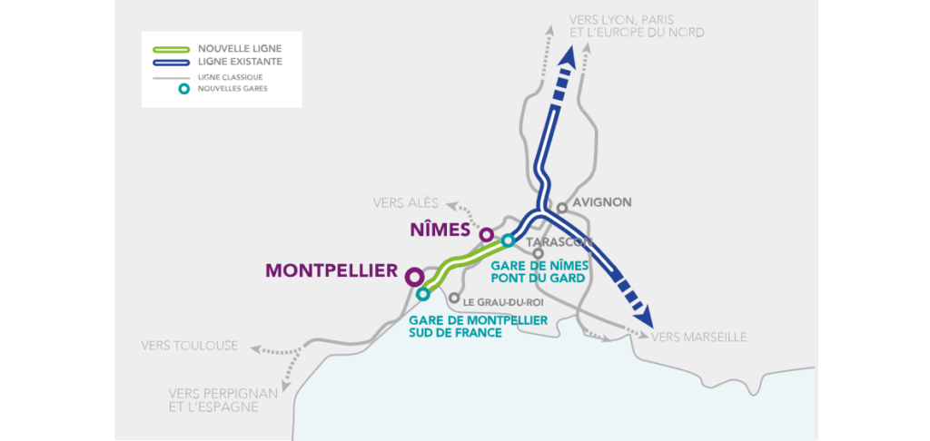 Carte de la nouvelle ligne grande vitesse